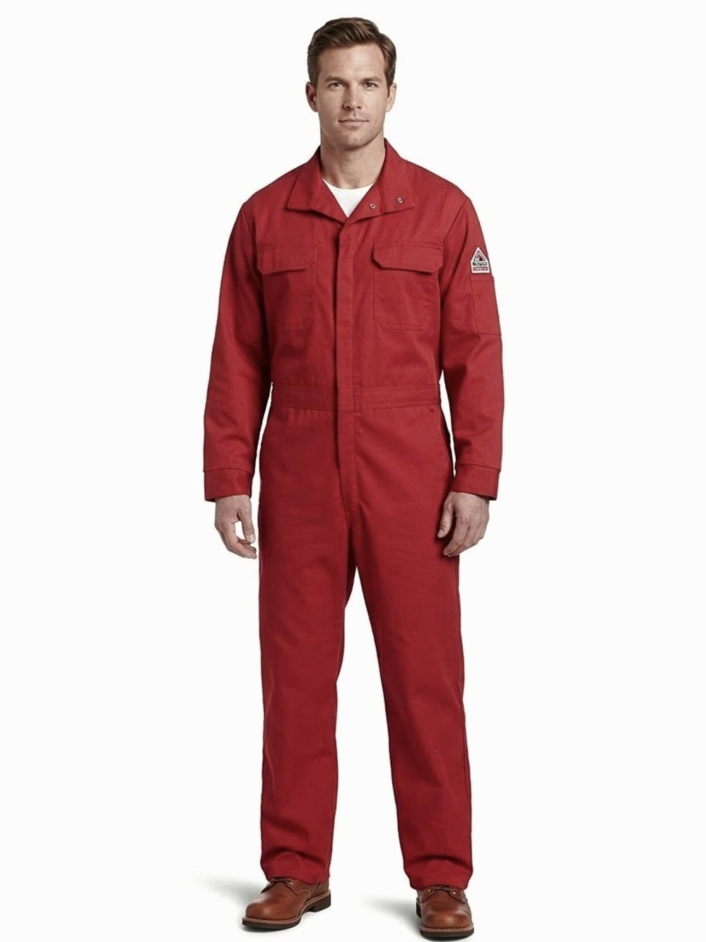 BULWARK Men's Red Flame Resistant Utility Coverall Jacket Workwear CAT 2 2112